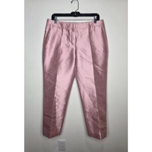 J Crew Cafe pink pin tucked wool silk blend lined shiny dress capri pants - 10
